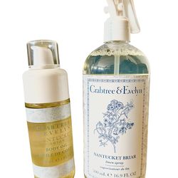 Crabtree & Evelyn 4oz Body Oil  and 16.9oz Linen Spray Set - Nantucket Briar