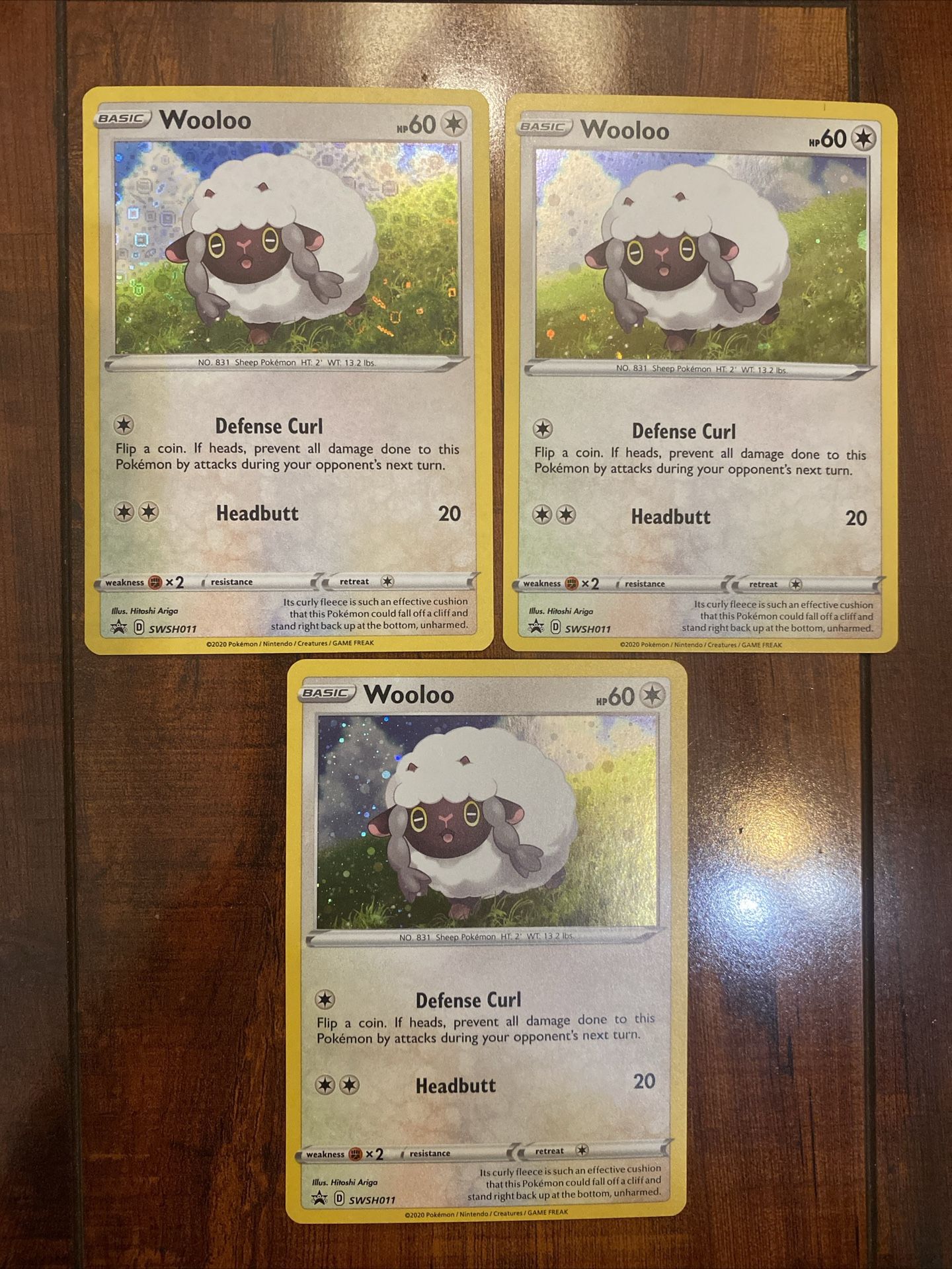 Pokemon Wooloo SWSH011 Black Star Promo Cosmos Holo Lot of 3 NM