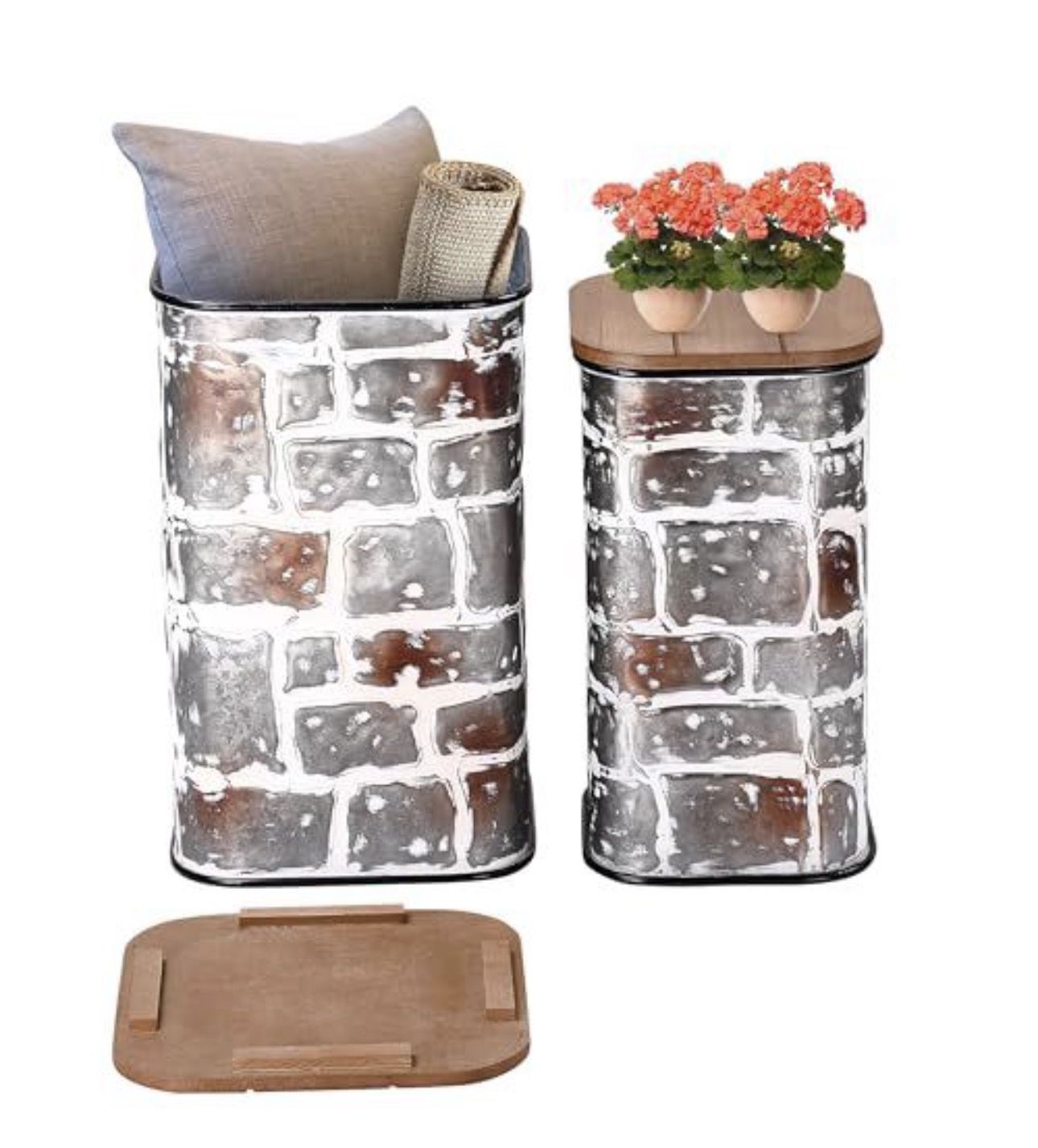 Rustic storage ottoman