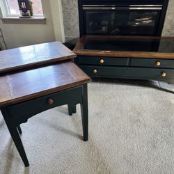 2 Wood nesting tables Plus a Large Center Table 