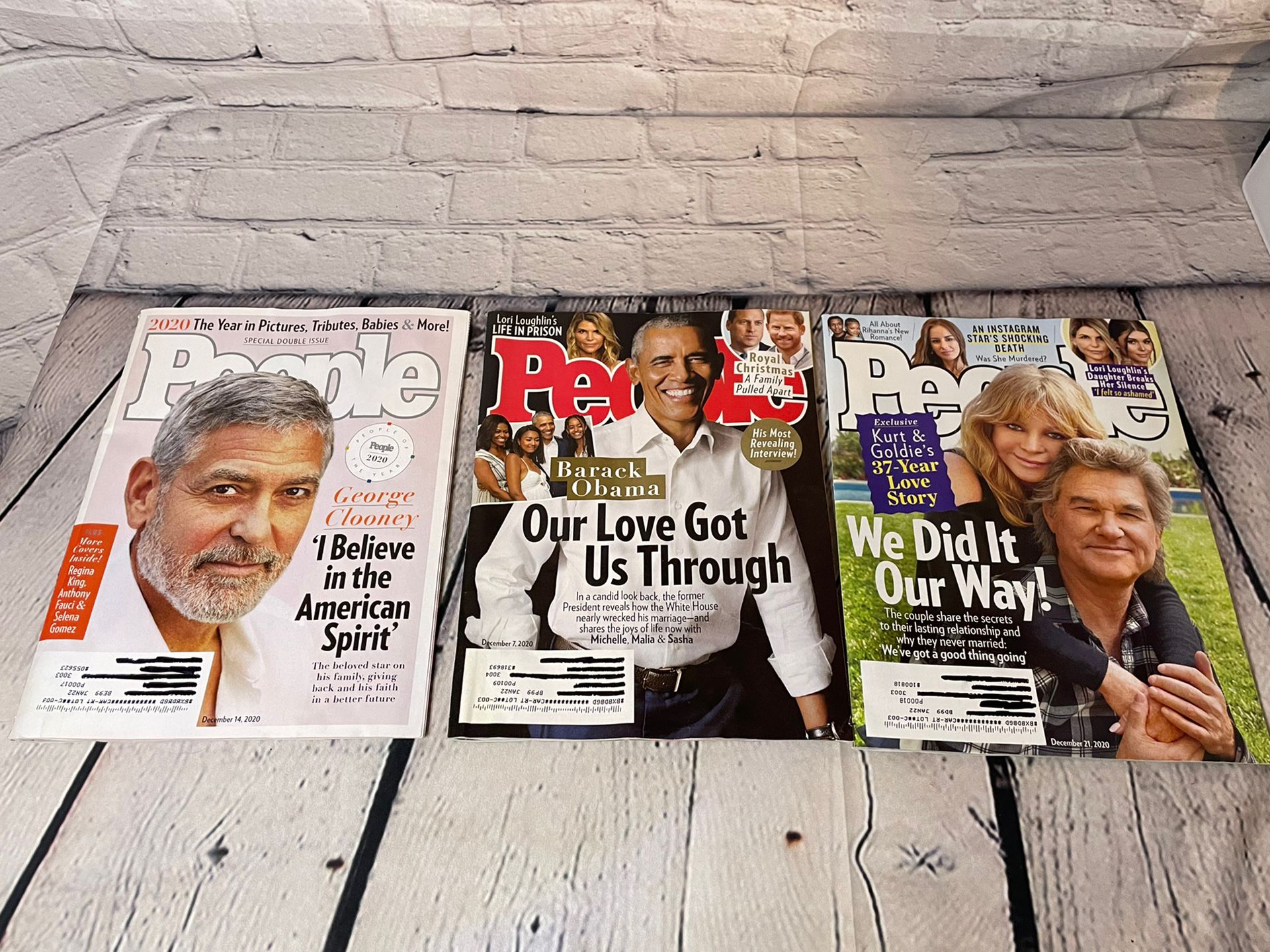 People Magazine Lot Of 3 December 20 George Clooney, Barack Obama, Kurt & Goldie