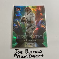 Joe Burrow Cincinnati Bengals QB Prizm Short Print Insert Card. 