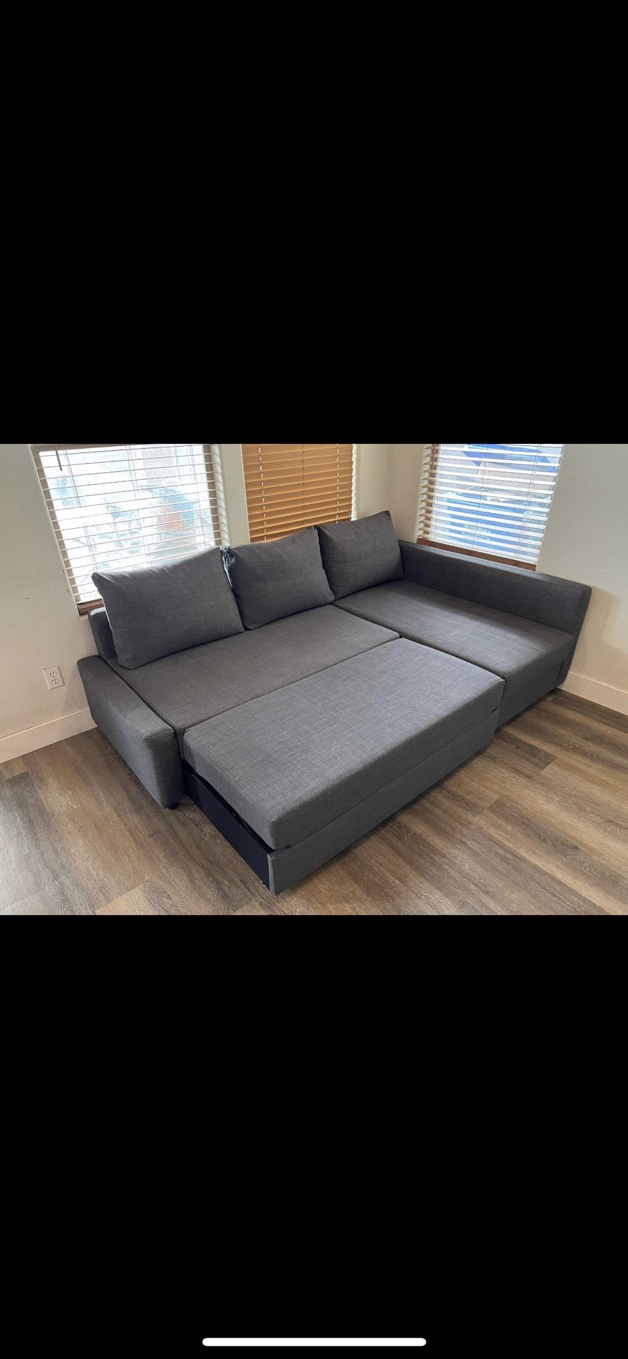 *Free Delivery* Gray IKEA Sectional Pullout Bed Couch