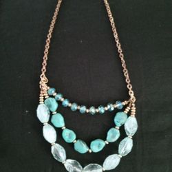 Beaded Turquoise Colored Necklace Dressbarn Costume Jewelry
