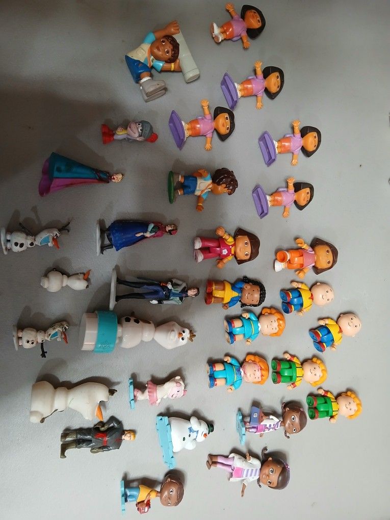 4 TOY SETS - FROZEN, DOC MCSTUFFINS, CAILLOU, DORA THE EXPLORER Toy Figurine Sets (PLEASE READ DESCRIPTION)