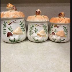 Retro Kitchen Canisters - Mushrooms(3)