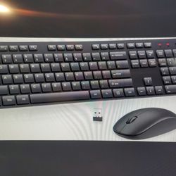 Black Wireless Keyboard And Mouse Combo Set, 3 AAA Battery, USB A Connect