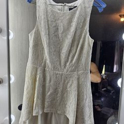 Adrianna Papell White Lace Lined Sleeveless Shift Mini Dress 