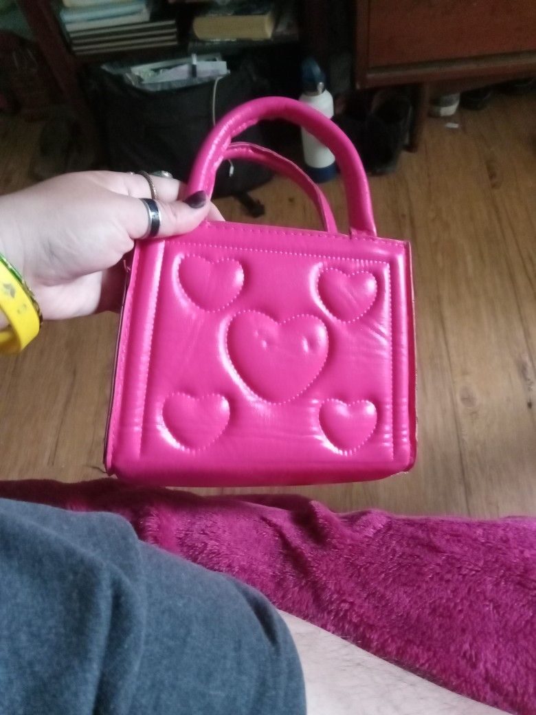 Cute Pink Hearts Purse Faux Leather!