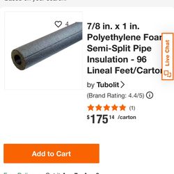 7/8 in. x 1 in. Polyethylene Foam Semi-Split Pipe Insulation - 96 Lineal Feet/Carton