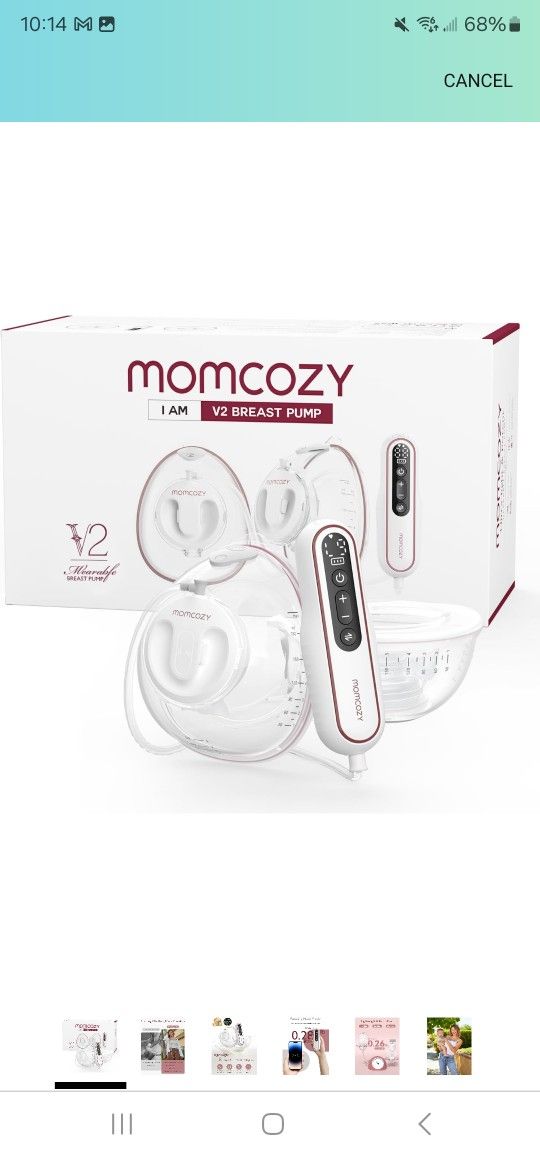 Momcozy Hands Free & Ultra-Light Breast Pump V2, Potent Wearable Pump with 27 Pumping Combinations, Low Noise Painless Portable Double Electric Pump, 
