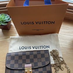 Louis Vuitton Authentic  Croisette Damier Ebene  Chain Wallet  Come With Chain , Dust Bag , Box  Small Card Louis Vuitton Check  More  Pictures Shape 
