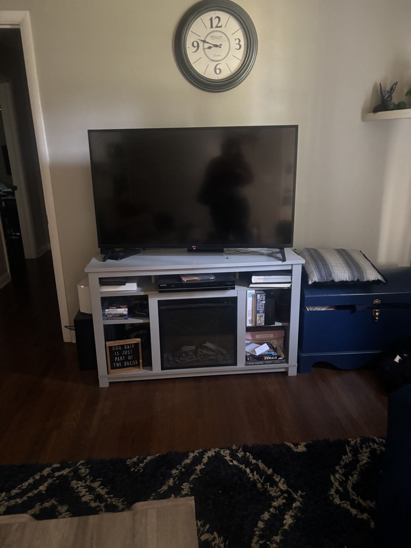 Modern Style TV Stand  With Built In Electric Fireplace 