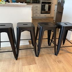 4 Dark Metallic Barstools In Great Condition