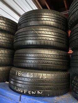SET OF FOUR SEMI NEW TIRES 185/65/15. $160 PRICE INCLUDES PROFESSIONAL INSTALLATION AND TAX