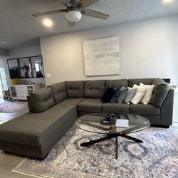 Grey Tufted Sectional