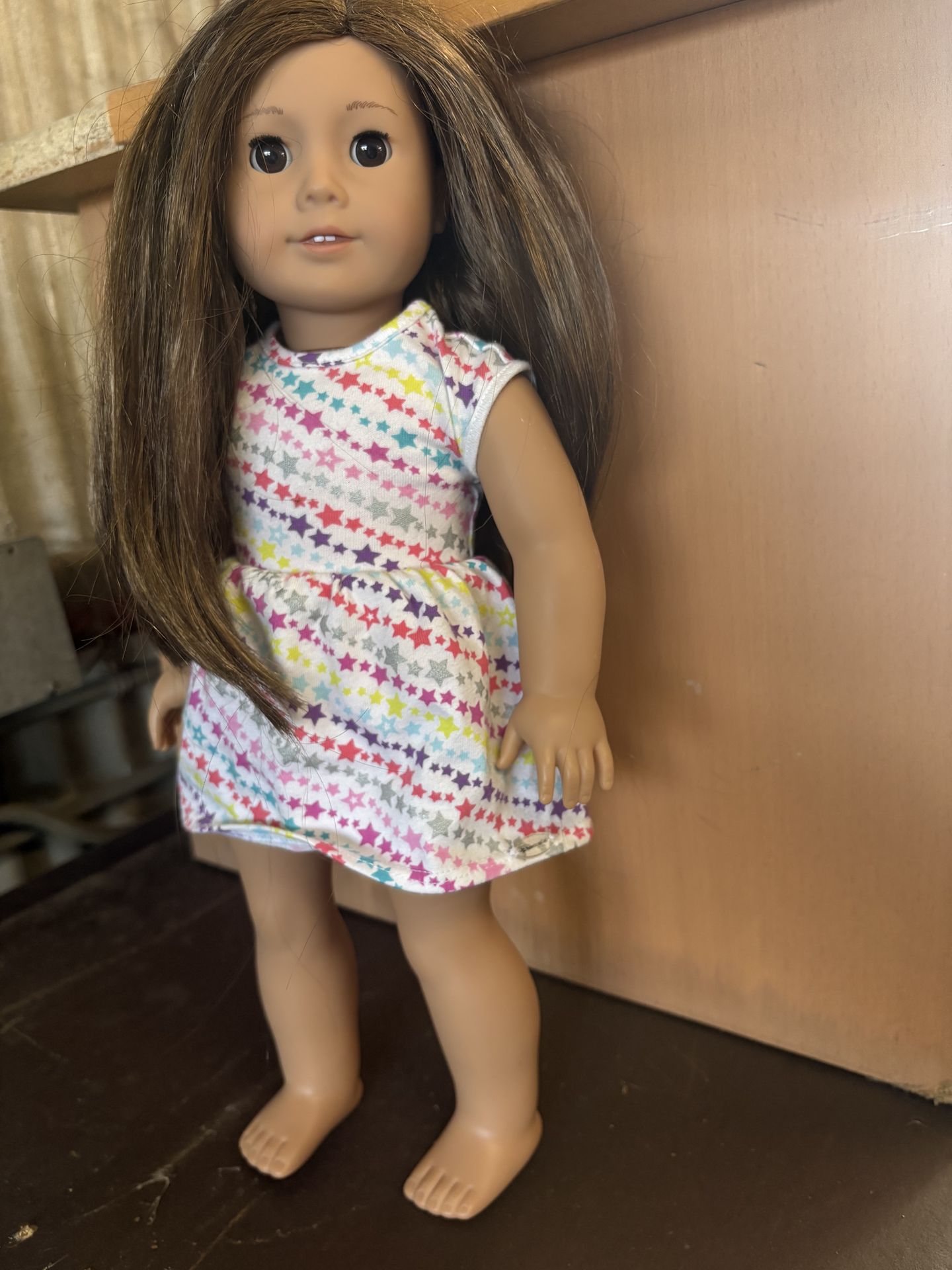 American girl doll with dress and underwear