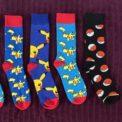 Brand New Pokémon Socks/ Size Adult Large/ 4 Pairs