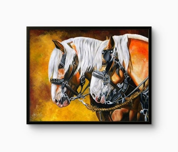 Oil On Canvas. Original Painting. "Blond Horses".