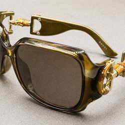 Authentic Gucci Bamboo Horsebit Sunglasses Oversized Italy