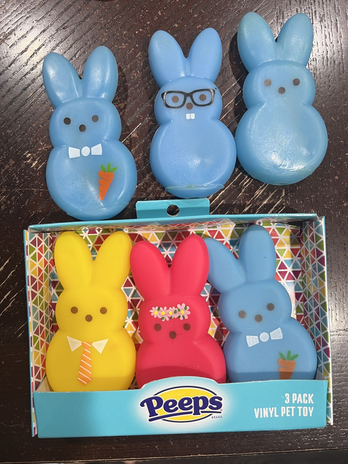 6 Vinyl Dog Pet Toy Bunny Easter Small Size NEW 3 loose 3 in box