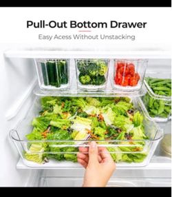SMRCAD Clear Fridge Bins with Drain Trays - BPA-Free PET, Stackable