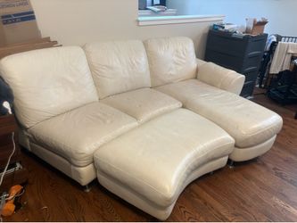 Cream leather sectional must go!