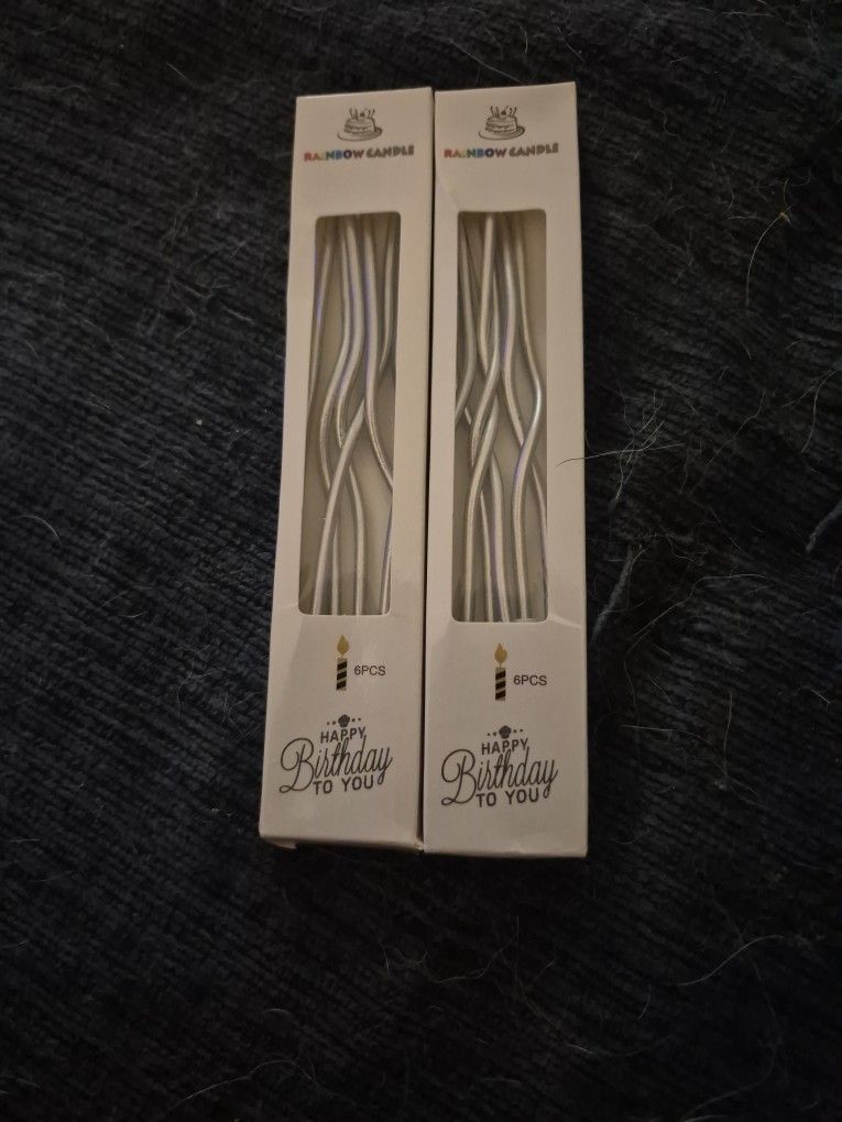 Silver Swirl Birthday Candle 6 Pack