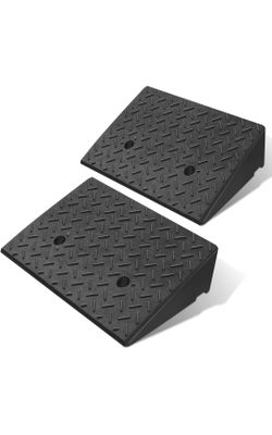 2PCS Rise Rubber Curb Ramp Heavy Duty Loading Driveway Ramp Threshold Ramps
