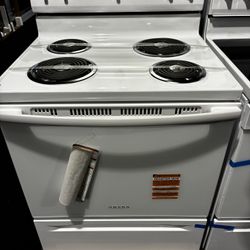 Brand New Simple White Coil Top Stove with Factory Warranty 