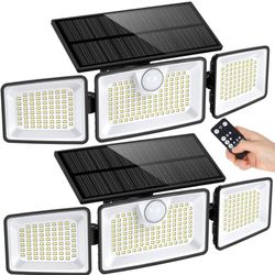 Solar Lights Outdoor, 2500LM 252LEDs Solar Mot Lights Outside, 3 Head 355° Wide Angle Street Area Lights, IP67 Waterproof Spot Lights with 7.9 * 3.5in