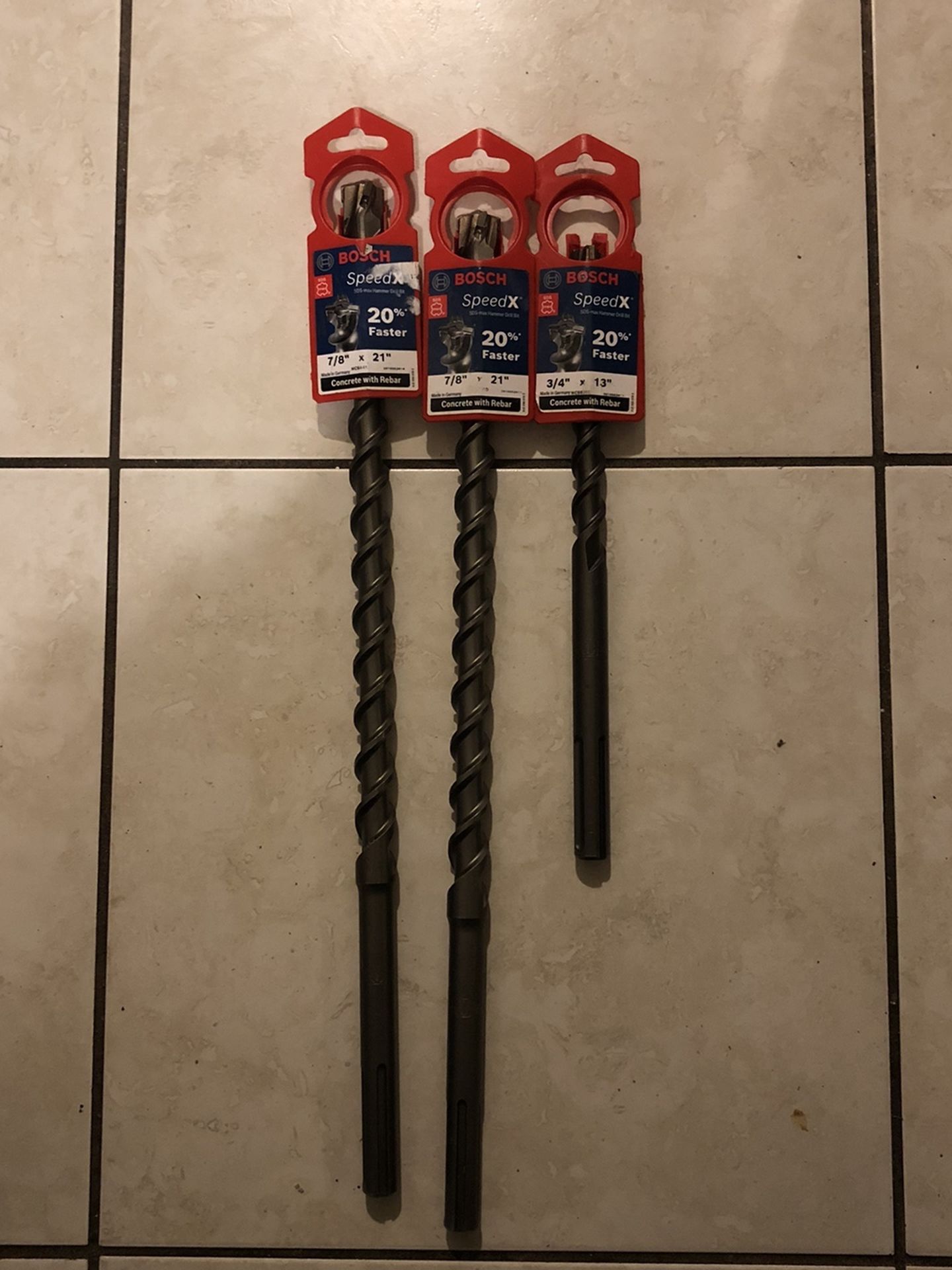 3 BOSH ESPEED X BITS SDS FOR ROTO HAMMER