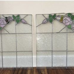 Two stained glass panes 16” x 19” each