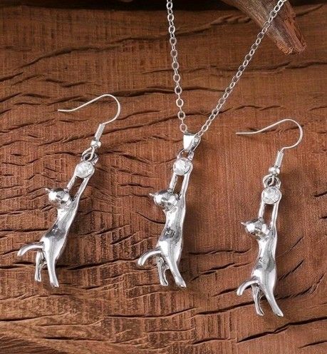 Kitty Necklace and Earrings