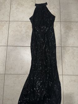 Shein L Sparkly Black Sequin Trumpet/Mermaid High Neck Formal Dresses