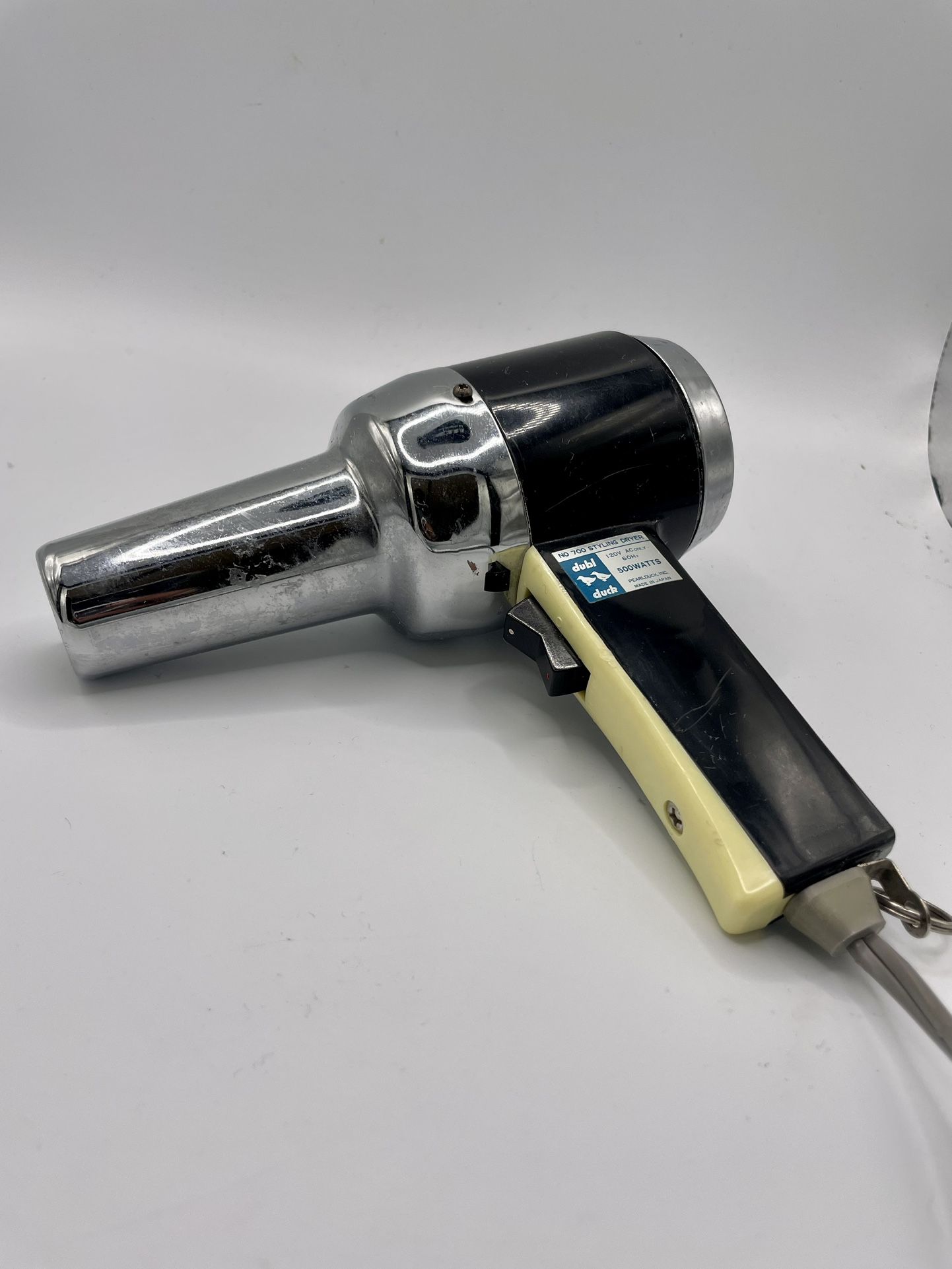 Dubl Duck No 700 Vintage 60s Blow Hair Dryer 500 Watts Silver Black TestedWorks