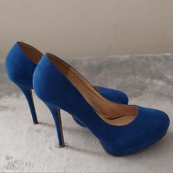 Royal Blue Faux Suede High Heel Pump Size :11