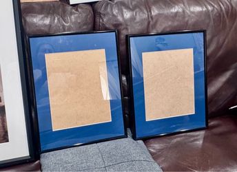 Black Picture Frames with Blue Matte – Set of 2