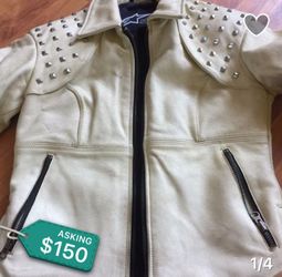 Cream colored leather jacket