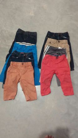 Lot of 9 boy's pants, 12-18mos