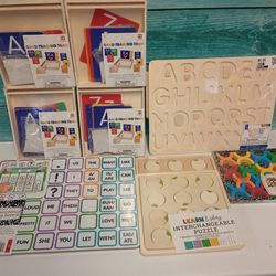 Sand tracing Trays, Learning puzzles, Sentence building board, Alphabet tracking board and more