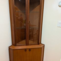 Mid Century Teak Corner Cabinet With Lock 