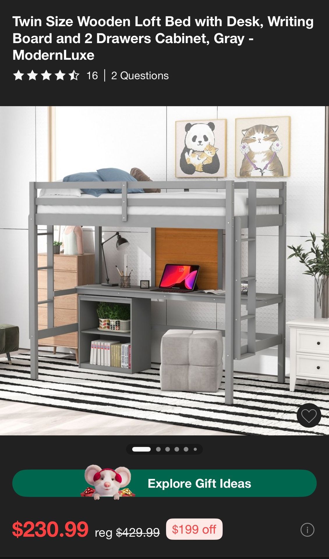 TWIN BUNK DESK BED 