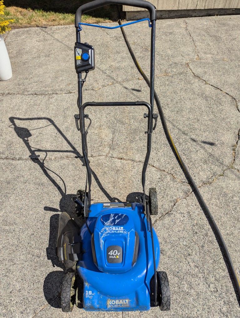 KOBALT 19-inch Electric Battery-Powered Lawn Mower WITH TWO 40V BATTERIES AND CHARGER!