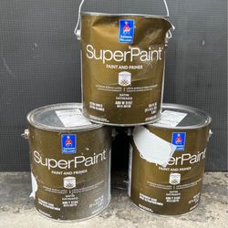 Super paint And Primer In One. Satin . 3 Gallons ( 2 Black / 1 White Eider)