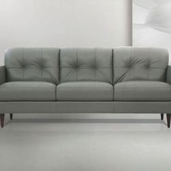 Brand New Genuine Italian Leather Sofa and Love Seat in a Pesto Green Color - Made in Italy 🇮🇹 