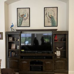 Solid wood Media Wall Unit with storage  TV up to 70 inches. 