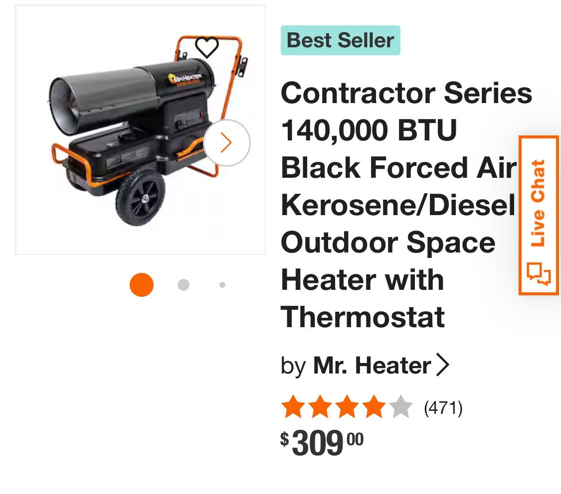Contractor Series 210,000 BTU Black Forced Air Kerosene/Diesel Outdoor Space Heater with Thermostat