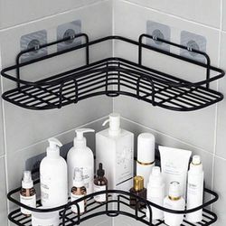 1pc Bathroom Shelf,  Shower Caddy Rack,  Bathroom Kitchen No Punching Triangle Storage Rack, Punch-free Bathroom Storage Rack