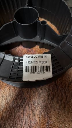 Republic Wire Inc. 6 AWG solid bare copper electrical wire.